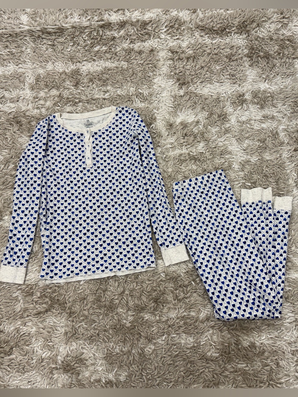 Roller rabbit girls blue heart pajama set size 14